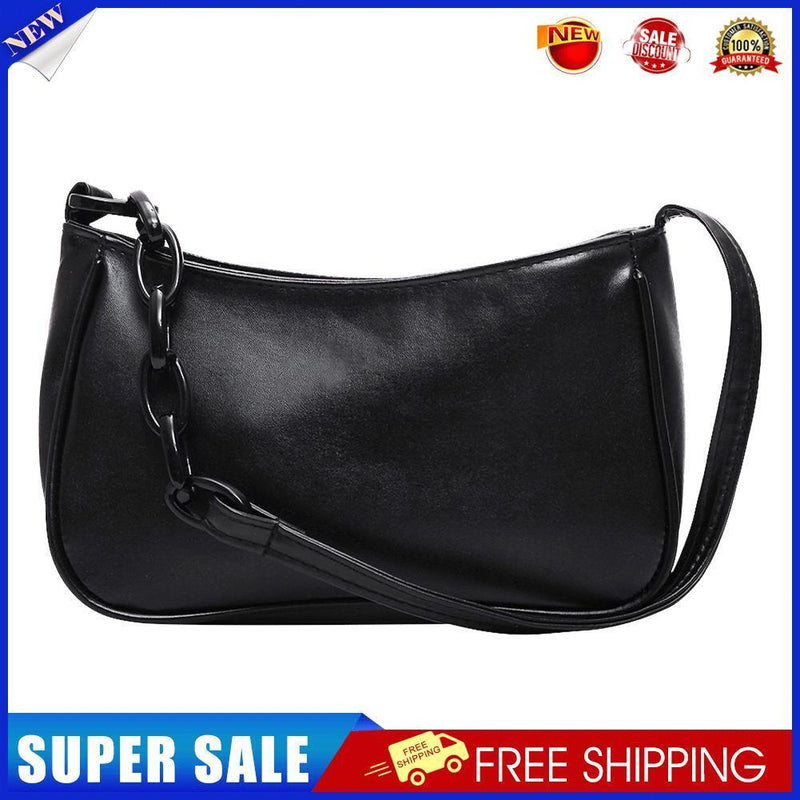 Pure Soft Leather Women Handbag Small Underarm Shoulder Totes Bag (Black)