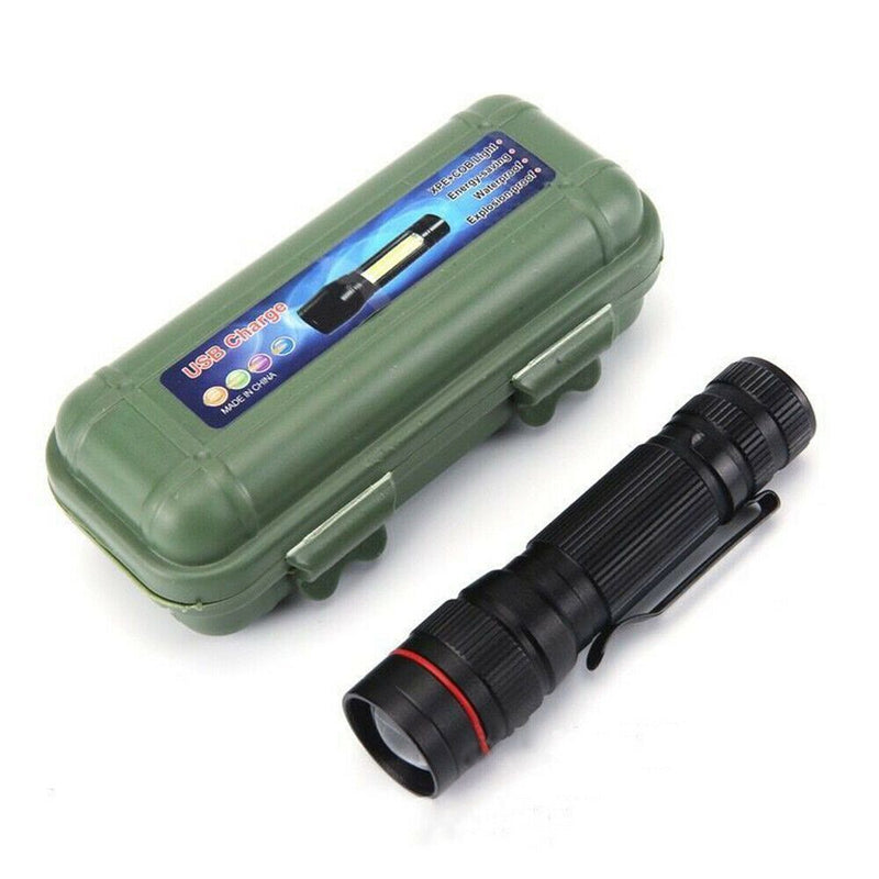 Zoom Flashlight Camping Lamp Rechargeable USB Pen Clip Illuminated Flashlight