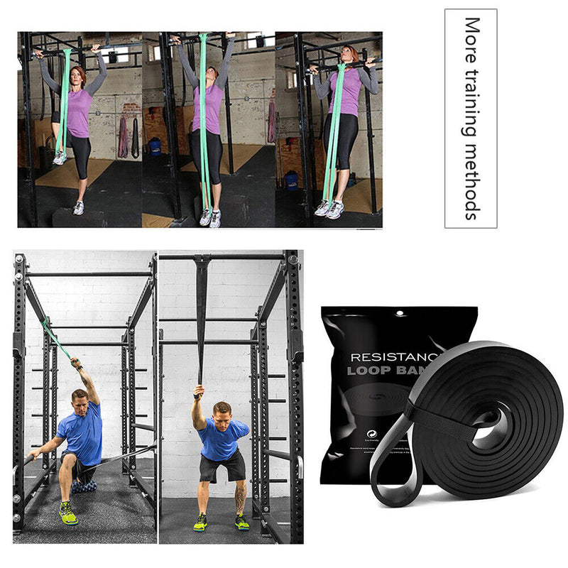 Elastic Resistance Band Exercise Gym Fitness Strength Belt (Black 22mm) Newly