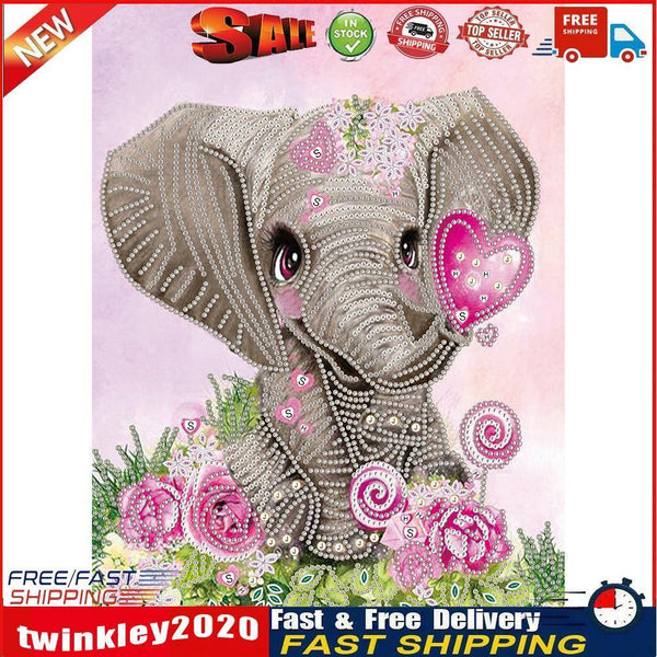 DIY Elephant Partial Special Shape Drill Diamond Painting Picture (YX306) Newly