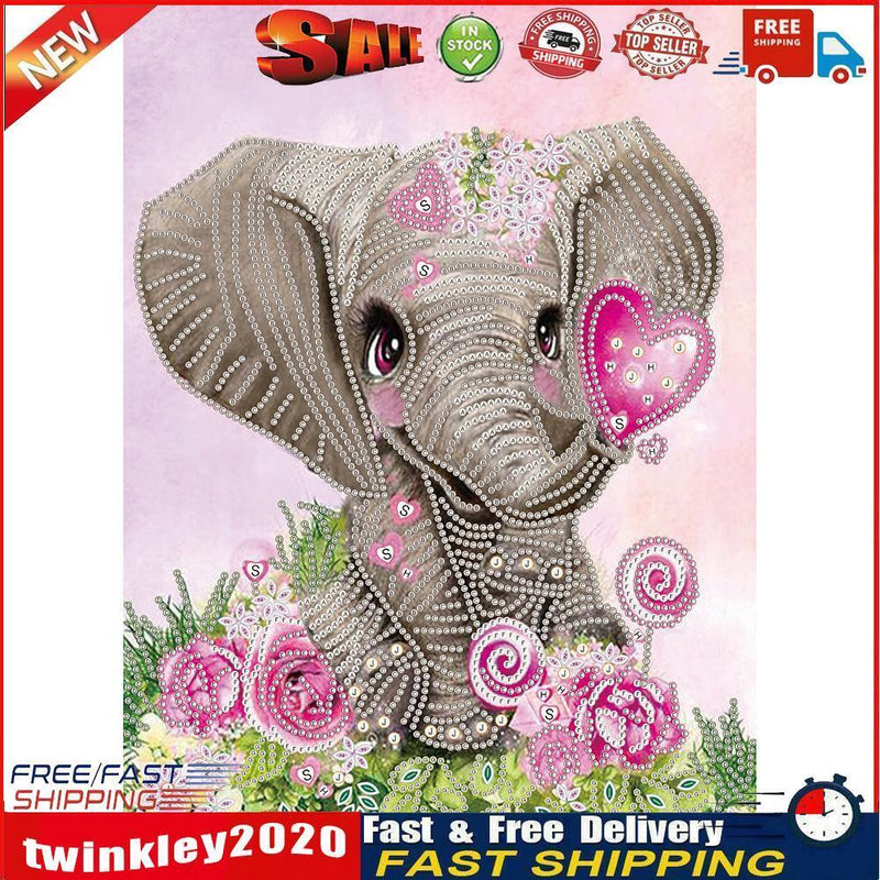 DIY Elephant Partial Special Shape Drill Diamond Painting Picture (YX306) Newly