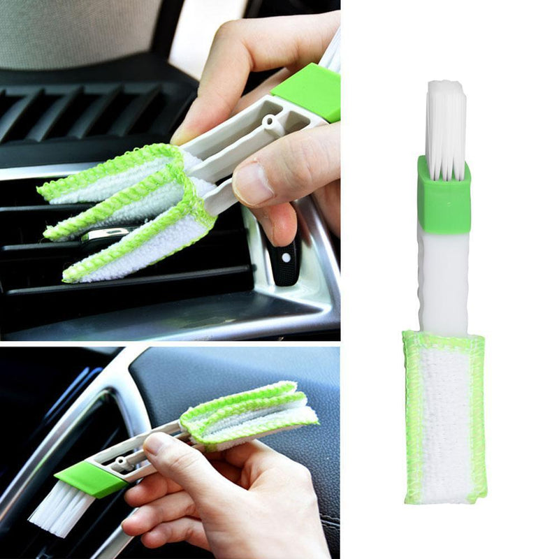 Car Dual Head Air Vent Dust Collector Console Window Blinds Cleaner Brush Newly
