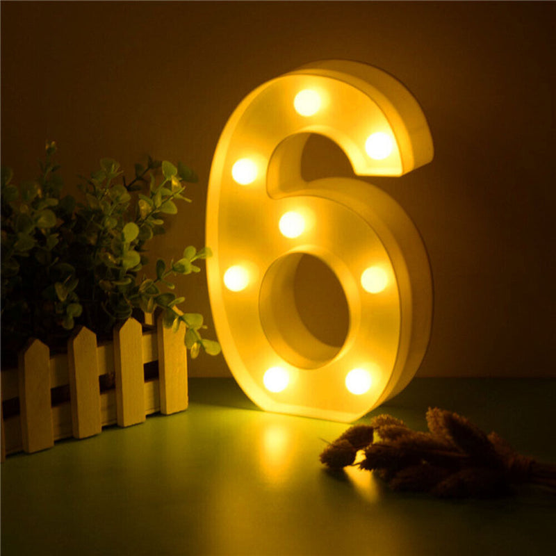Digital Number LED Symbol Sign Night Light for Wedding Party Birthday (6) Newly