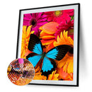 5D Crystal Diamond Painting Blue Butterfly Full Round Mosaic Kit Home Decor