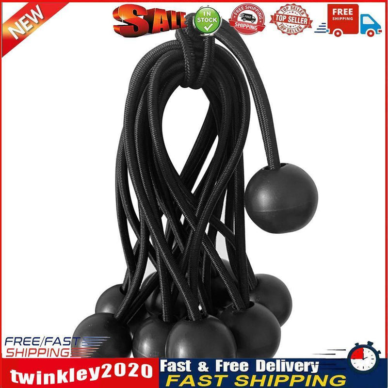 12pcs Camping Tent Binding Rope Outdoor Canopy Elastic Cords Strap (Black) Newly