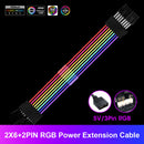 PSU Extension Cable Addressable RGB ARGB PCIe GPU Dual 8-Pin 6+2Pin Cord