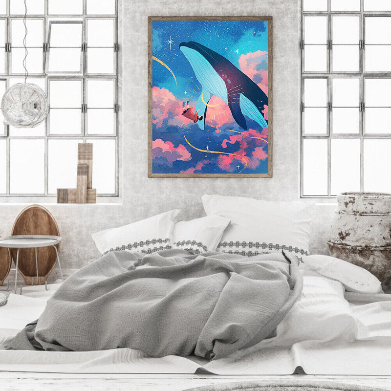Whale in Cloud DIY Oil Paint By Numbers Paintwork for Kids Adults No Frame