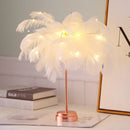 Remote Control Feather Tree Lights Bedside Bedroom Decor Table Lamp (White)