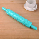 Rolling Pin Pattern Baking Tool Fondant Embossed Mold Cake Deco(Water Blue)
