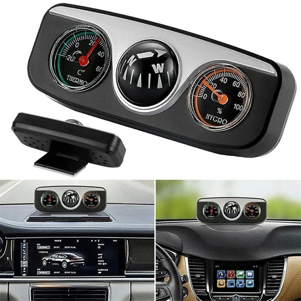 Compass Travel Map 3 in 1 Car Vehicle Dashboard Hygrometer Thermometer
