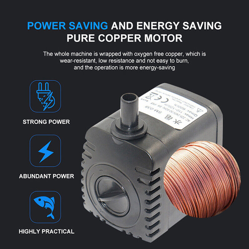 600L/H 8W Submersible Aquarium Circulating Pond Water Fountain Pump (EU)