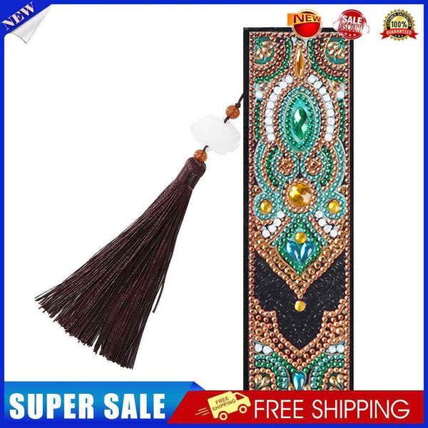 #A DIY Special Shaped Diamond Painting Leather Bookmark with Tassel Office Sup