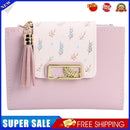 Tassels Women Short Wallet PU Leather Clutch Card Bag Female Purse (Purple)