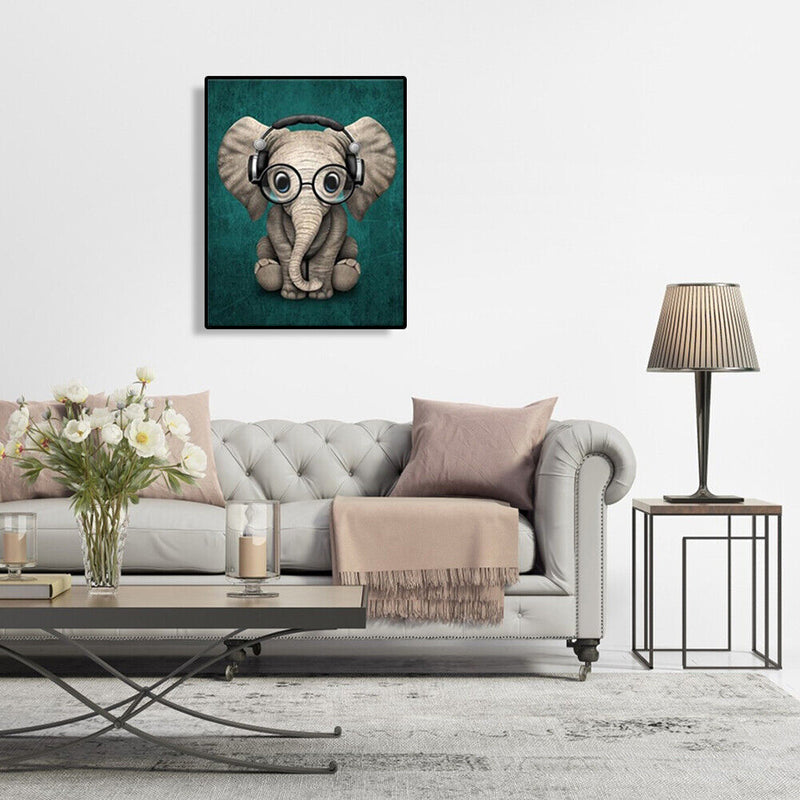 Hand Painted Craft Painting By Numbers DIY Music Elephant Digital Oil Picture