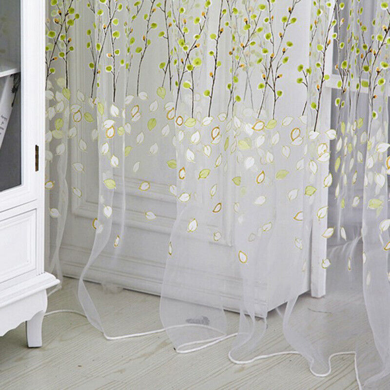 Wintersweet  Curtain Tulle Window Treatment Voile Drape Valance Green