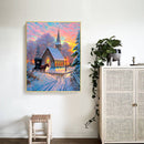 Snow Scene Drawing Frameless DIY Oil Paint by Numbers Canvas Home Decor Kit