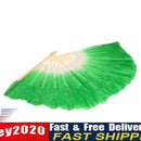 Chinese Folk Art Silk Veil  Belly Dance Dancing Bamboo Short Fan Green  Newly