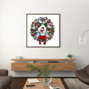 Stamped DIY Cross Stitch Partial Embroidery Kit Christmas Snowman Wreath Gift