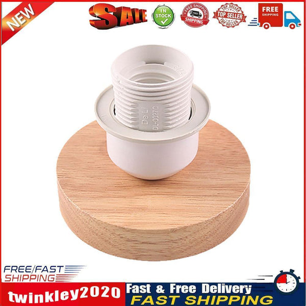 Solid Wood Table Lamp Base E27 220V Wooden Light Holder w/Switch Line (E) Newly