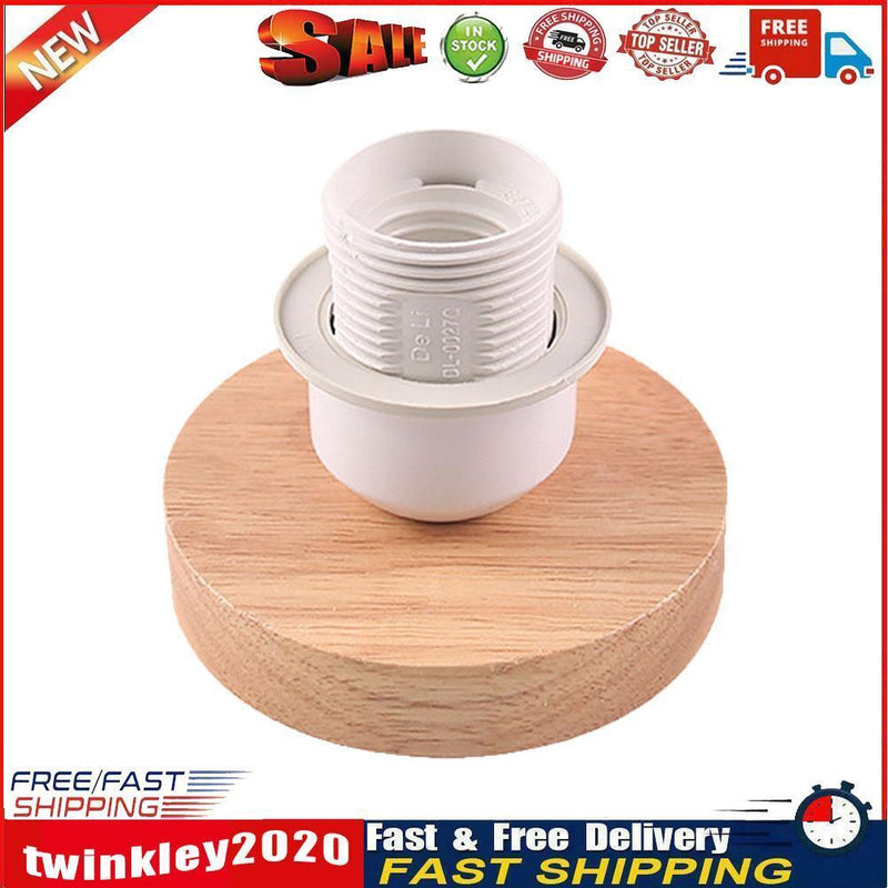 Solid Wood Table Lamp Base E27 220V Wooden Light Holder w/Switch Line (E) Newly
