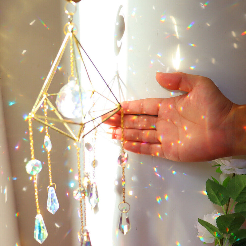 Crystal Windchimes Ornament Lighting Ball Home Hanging Pendant Decor (E) Newly