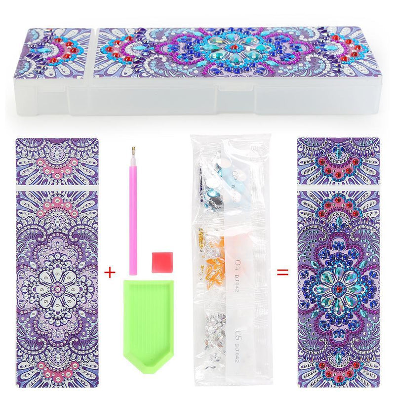 DIY Mandala Special Shaped Diamond Painting 2 Grids Pencil Case Storage Box