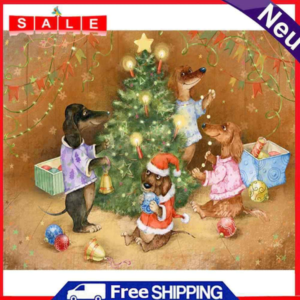 Animal Christmas Oil Paint By Numbers Kits Canvas Drawing DIY Coloring Pictures