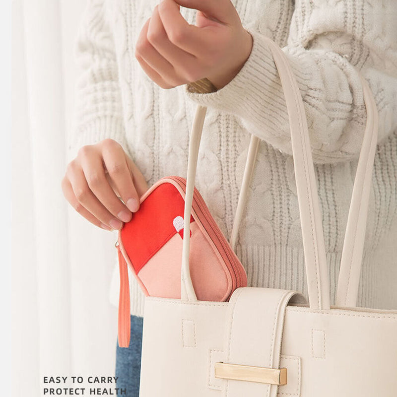 Portable Medical Bag Outdoor Handheld First Aid Drug Storage Bags (Pink S) Newly