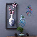 2pcs Gecko Wall Hanging Sculptures Outdoor Metal Wrought Iron Gecko Insect Decor