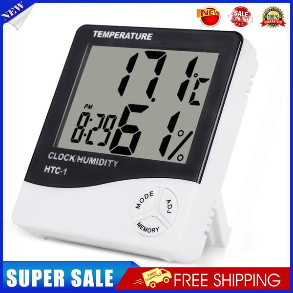 Digital Indoor Thermometer Hygrometer HTC-1 Room Temp Humidity Meter Clock