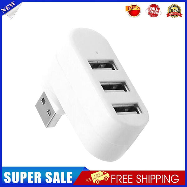 Mini Rotatable 3 Port USB Hub U Disk Reader Splitter for PC (USB 2.0 White)