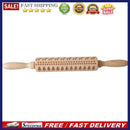 Christmas Elk Embossed Baking Cookies Noodle Roller Wooden Patterned Rolling Pin