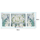 3pcs 5D DIY Full Drill Diamond Painting Peacock Cross Stitch Kit (White)