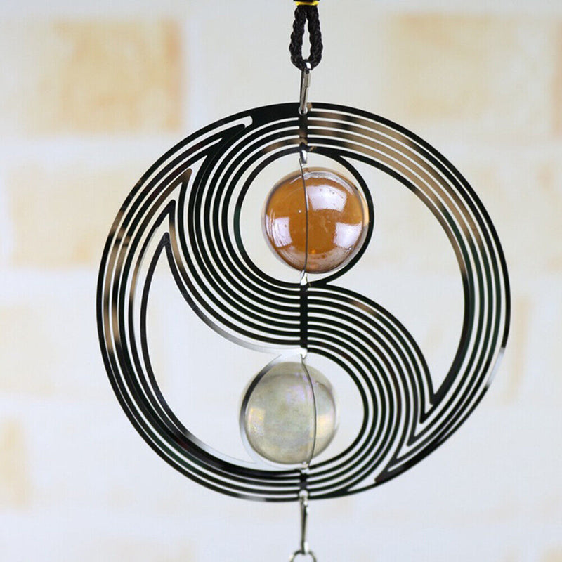 DIY Rotating Wind Chime Novelty Metal Hanging Sculpture Wind Chime Bell (A)