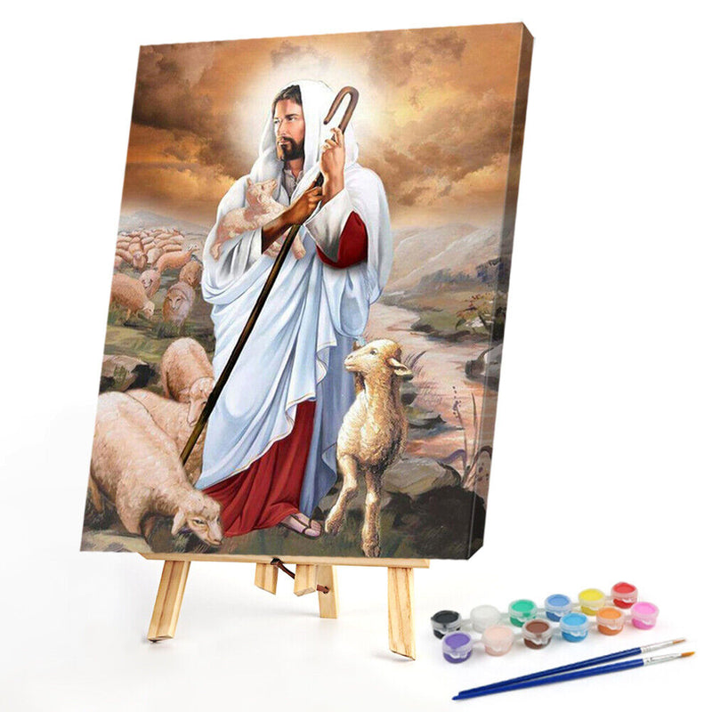 Oil Paint By Numbers Jesus Frameless Picture Craft Kits for Home Decoration