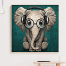 DIY Music Elephant Animal Full Embroidery Stamped 11CT Cross Stitch Kits Decor