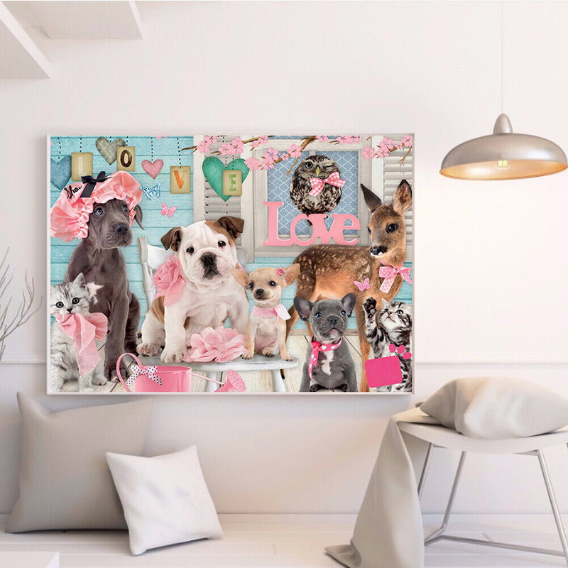 Diamond Painting Cat Dog Party Full Round Drill Picture of Rhinestone DIY Kits