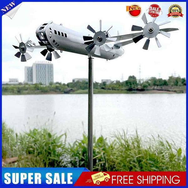Aircraft Modeling Metal Windmill Garden Sculpture Home Decors for Yard Garden