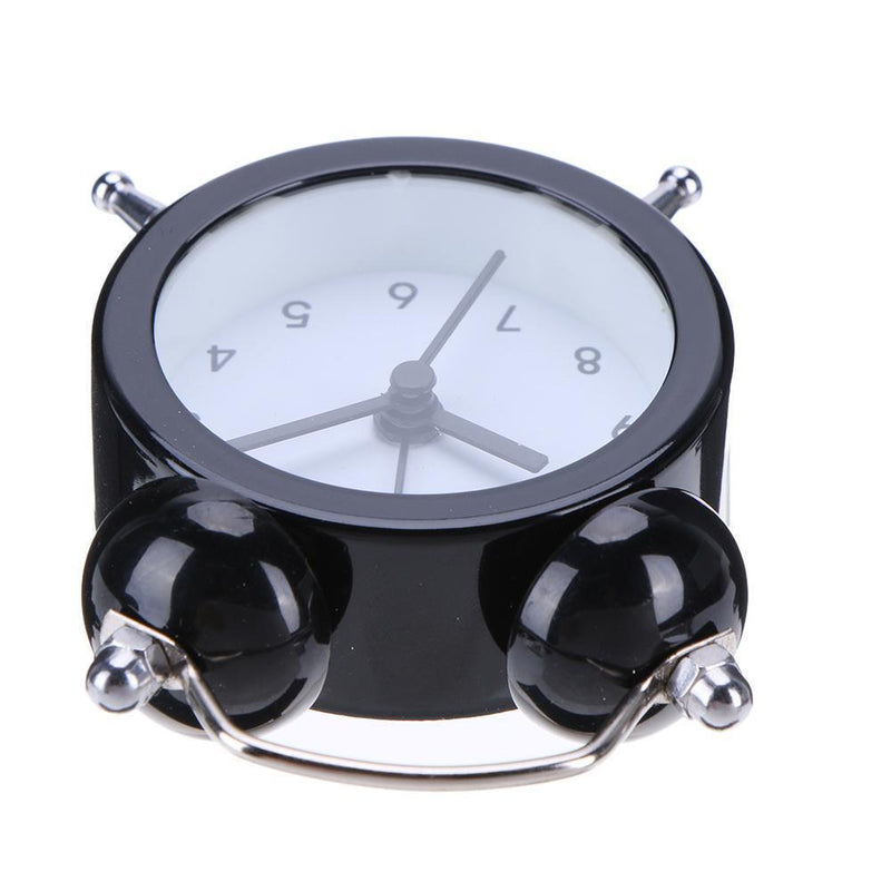 Mini Cartoon Dial Number Round Desk Children Metal Alarm Clock(Black)