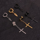 Hip Hop Jewelry Piercing Earrings Punk Ear Studs Stainless Steel Feather Cross