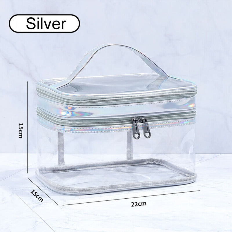 Transparent Waterproof Travel Cosmetic Bag Zippered Large Capacity Storage