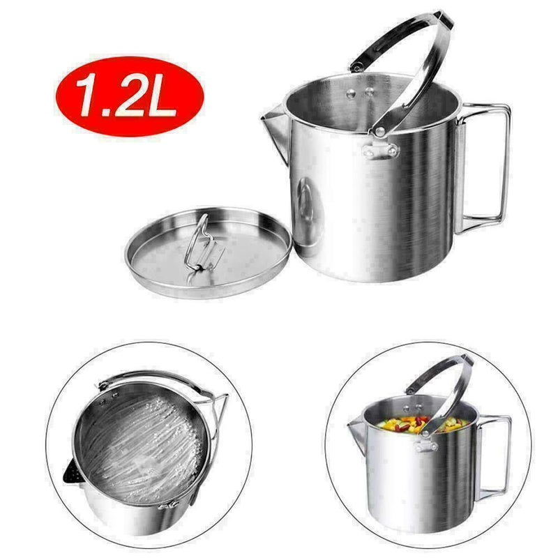 1.2L Steel Outdoor DIY Picnic Camping Cooking Hanging Pot J9S5 Z4U8 F8G0