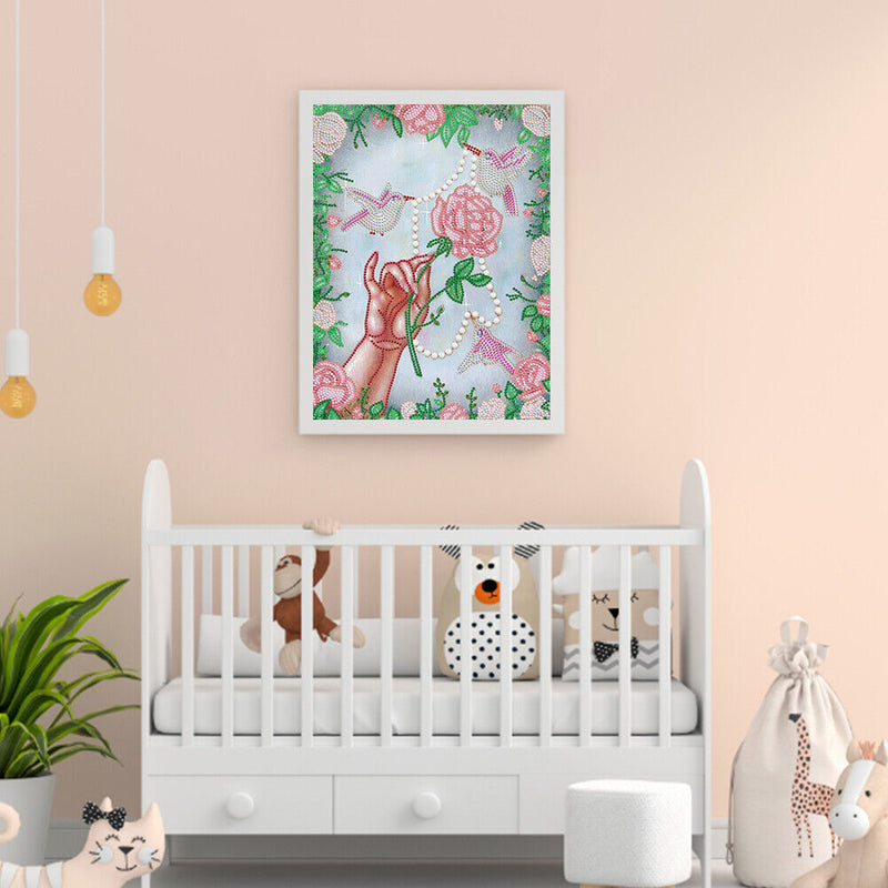 5D Diamond Painting Kit Rose Bird Partial Special Shape Drill DIY Wall Art Craft