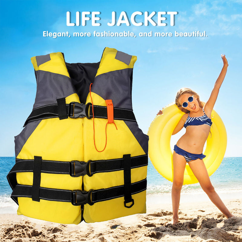 Adults Floating Jacket Lightweight Life Vest for Fishing Swimming (Yellow) Newly