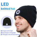 LED Light Cap Battery Powered Outdoor Fishing Running Camping Knitted Beanie Hat