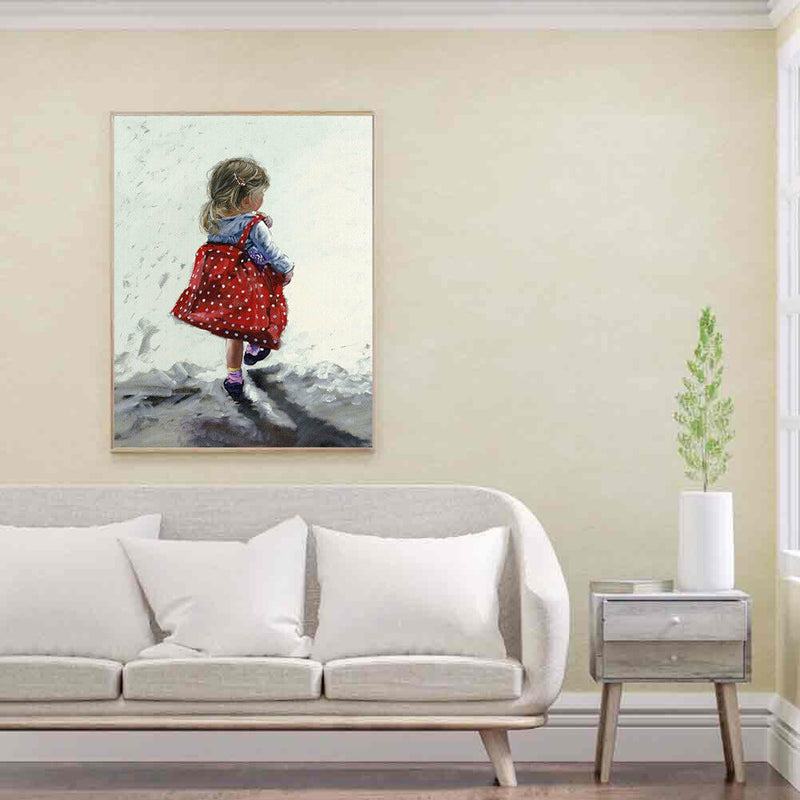 Diamond Painting 5D Full Square Drill Mosaic DIY Red Skirt Little Girl Kits