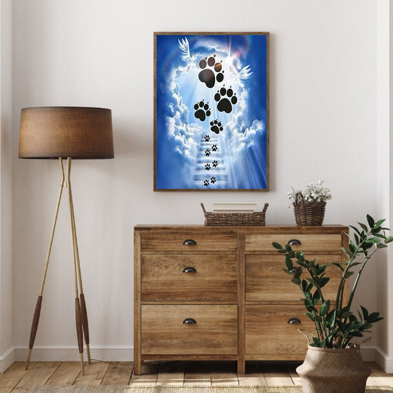 5D DIY Full Round Drill Diamond Painting Dog Footprints Cloud Handmade Art Craft