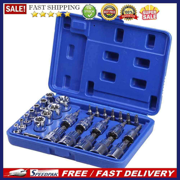 29PC Torx Star Socket Set & Bit Male Female E & T Sockets With Torx Bit Too