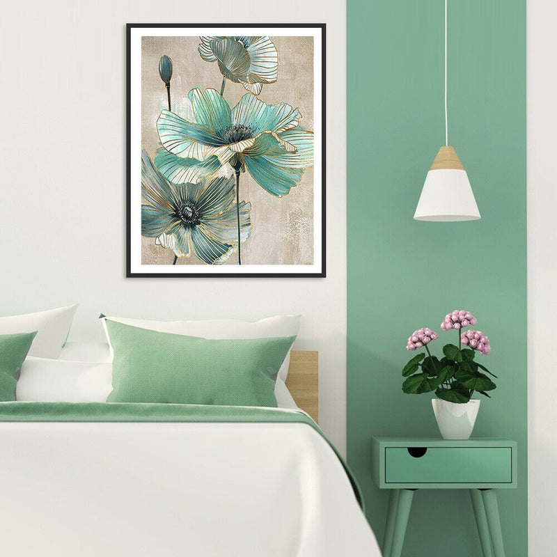 Digital Paint Flowers Painted By Numbers On Canvas Wall