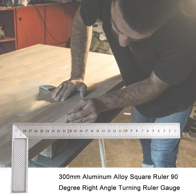 300mm Aluminum Alloy Square Ruler 90 Degree Right Angle Turning Ruler Gauge
